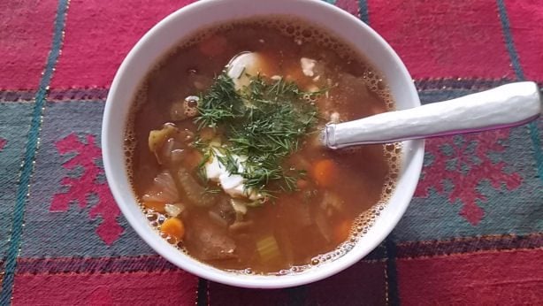 Vegetable Lentil Soup with Mushrooms and Tomatoes