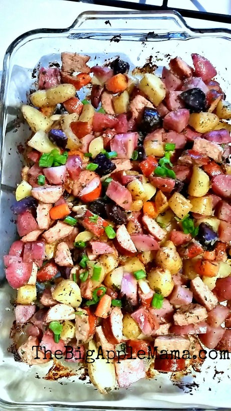Oven Roasted Smoked Sausage and Potatoes straight from th eoven