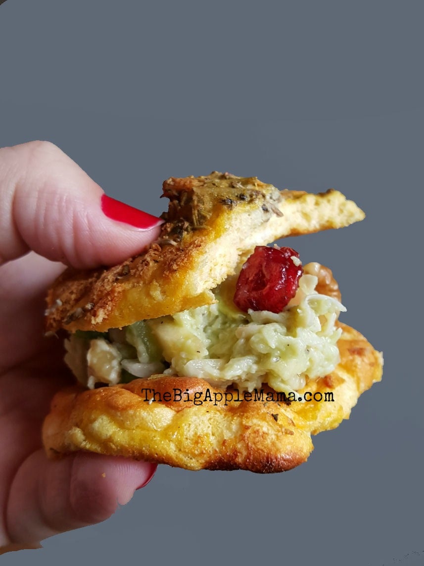 Healthiest Chicken Salad Yes on a Cloud Bread breadless buns! No Carbs Gluten_free