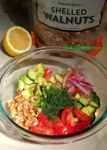 tomato cucumber avocado walnut salad ingredients