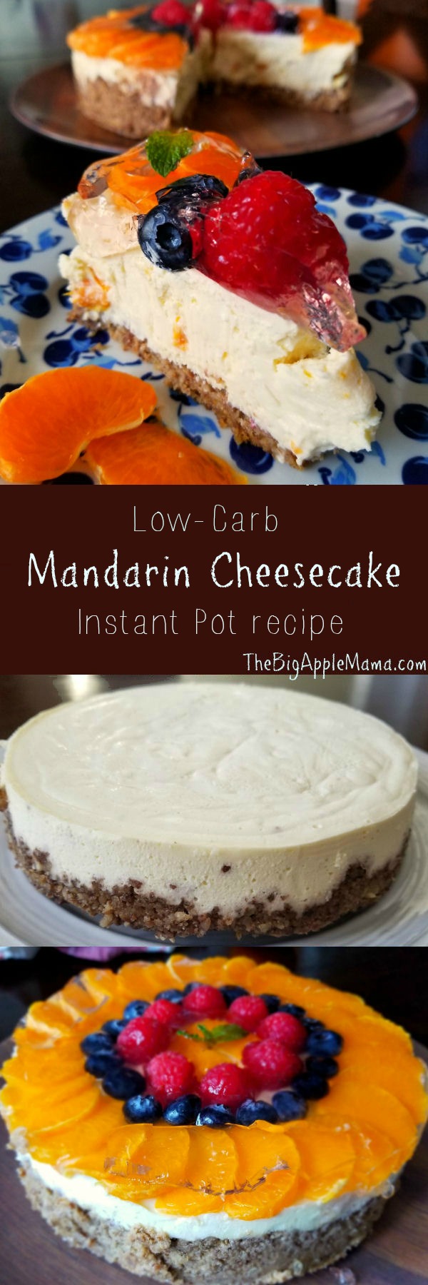 Instant Pot Low Carb Mandarin Cheesecake with Walnut Crust