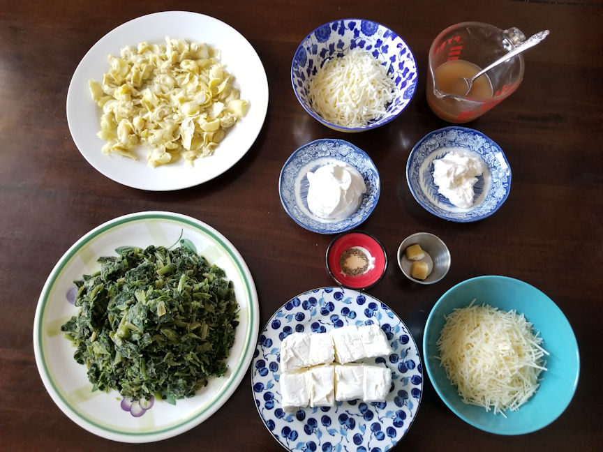 Ingredients for Spinach Artichoke dip