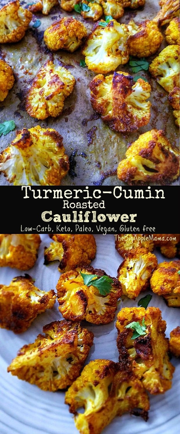 Turmeric-Cumin Roasted Cauliflower - Low Carb, Keto, Paleo, Vegan, Gluten free