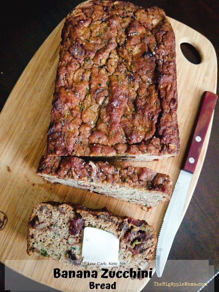 Banana Zucchini Bread, Low Carb, Keto Friendly
