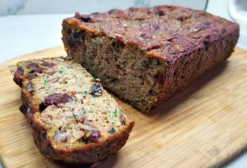 Low Carb Keto friendly, Banana Zucchini bread with walnuts and cranberries