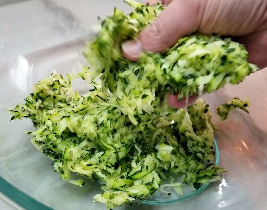 Shredded zucchini, squeezed out of moisture