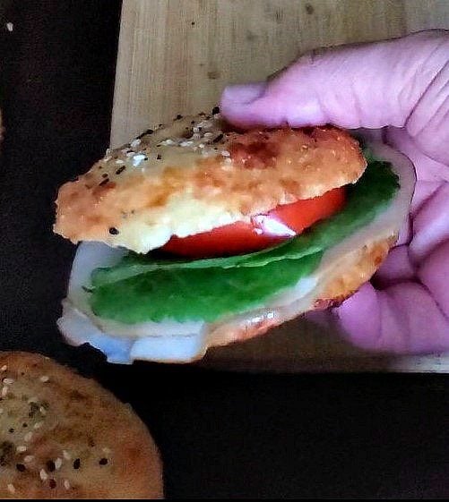 Low Carb bread buns used as a sandwich