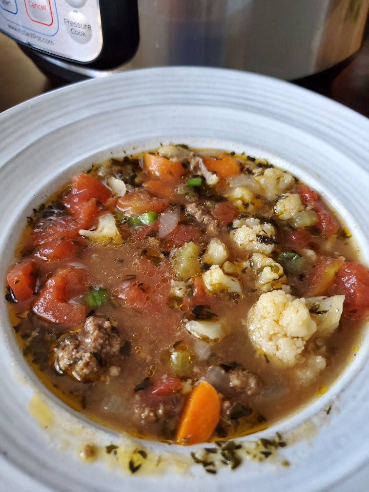 Instant Pot ground beef cauliflower soup