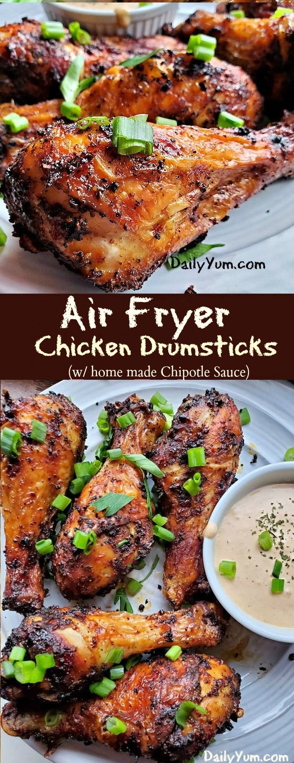 Air Fryer Chicken Drumsticks, seasoned with Trader Joe's BBQ Rub and Seasoning with Coffee & Garlic