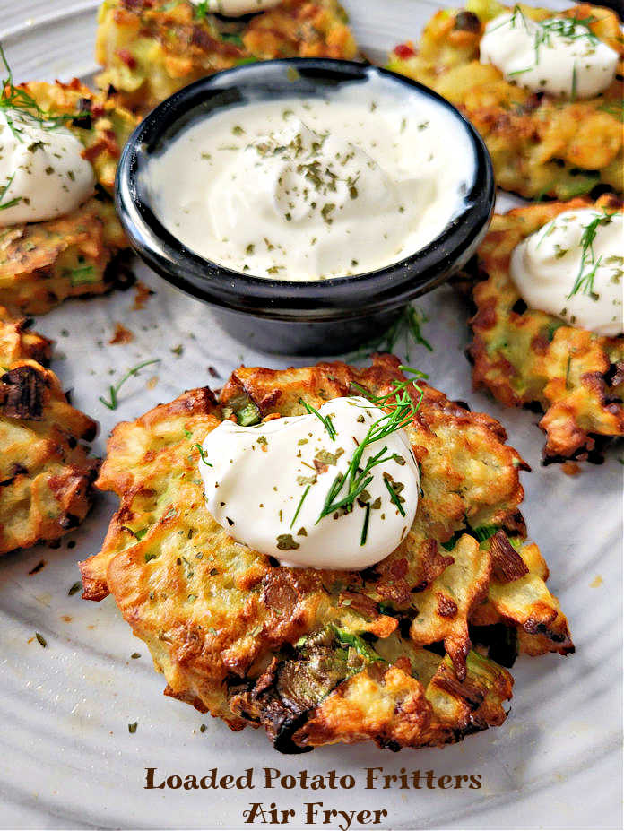 Bacon scallion potato fritters, air fryer
