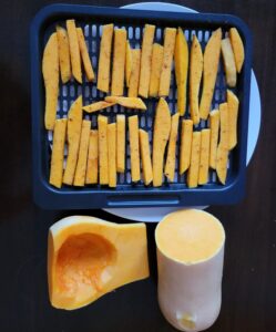 Cut butternut squash into a French fry shape