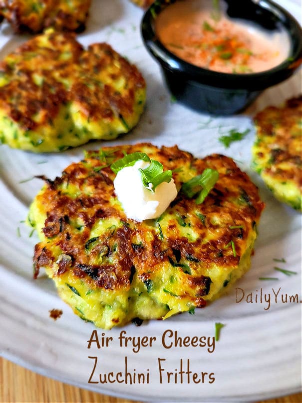 Air fryer cheesy zucchini fritters
