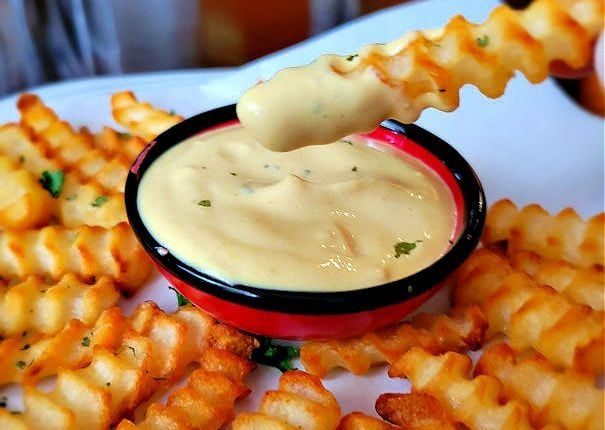 Air fryer frozen crinkle fries with chick-fil-a-sauce