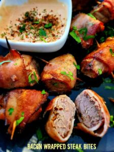 Juicy tender bacon wrapped steak bites recipe