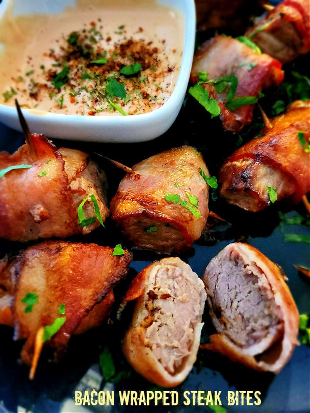 Juicy tender bacon wrapped steak bites recipe