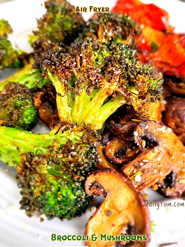 Air Fryer Mushrooms and Broccoli
