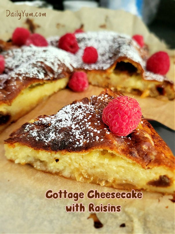Cottage Cheese Pie with Raisins (Cottage Cheesecake)