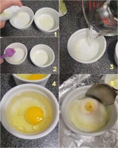 ramekins filled with water and eggs