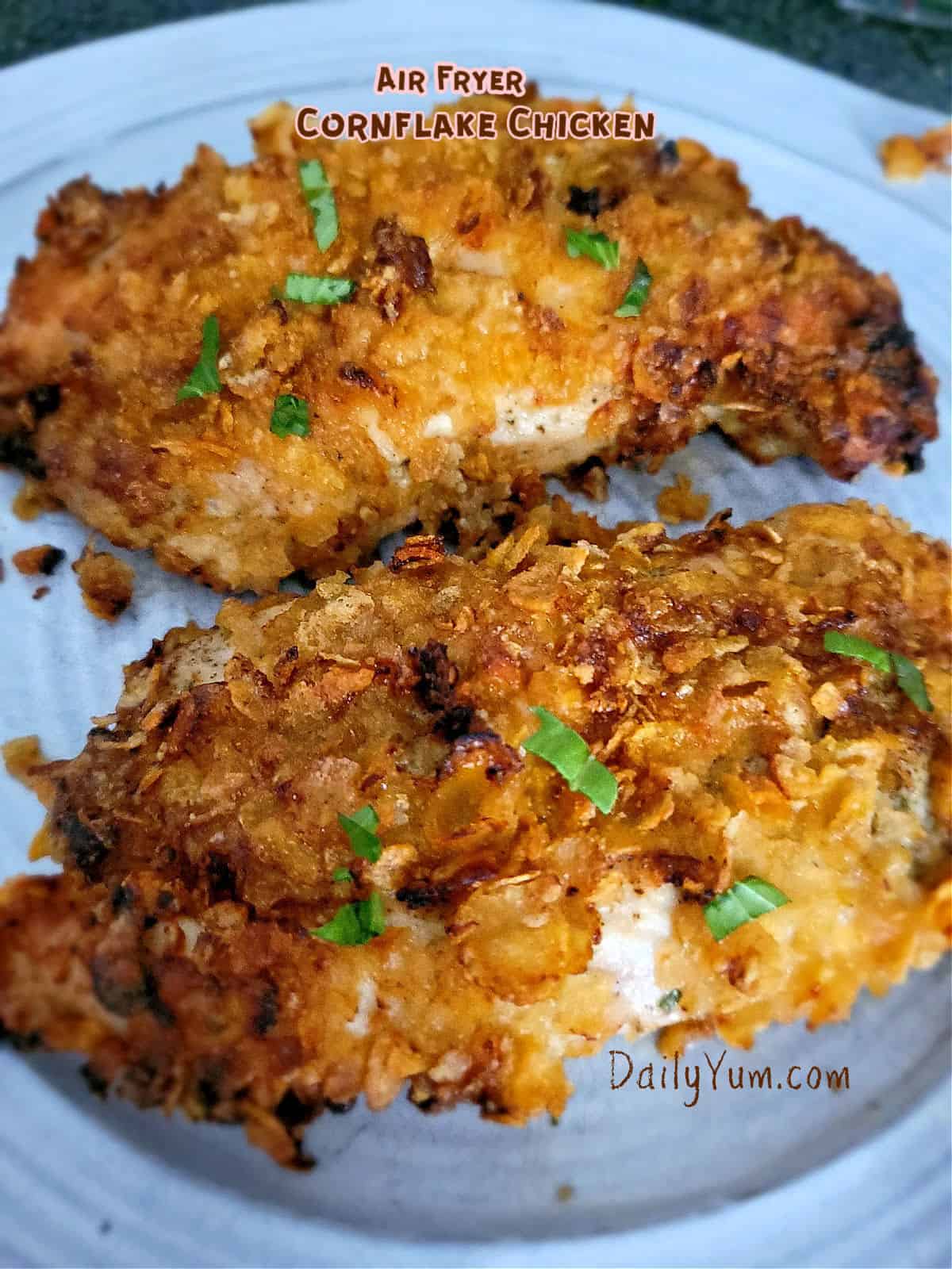 chicken breast cooked with cornflake crumbs