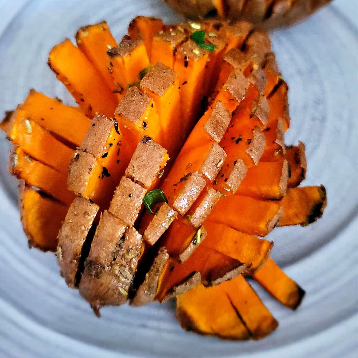 sweet baked potato in a blooming shape