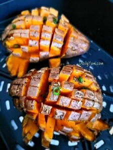 sweet baked potato cut up in squares