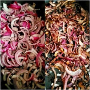 air fried onions: before and after