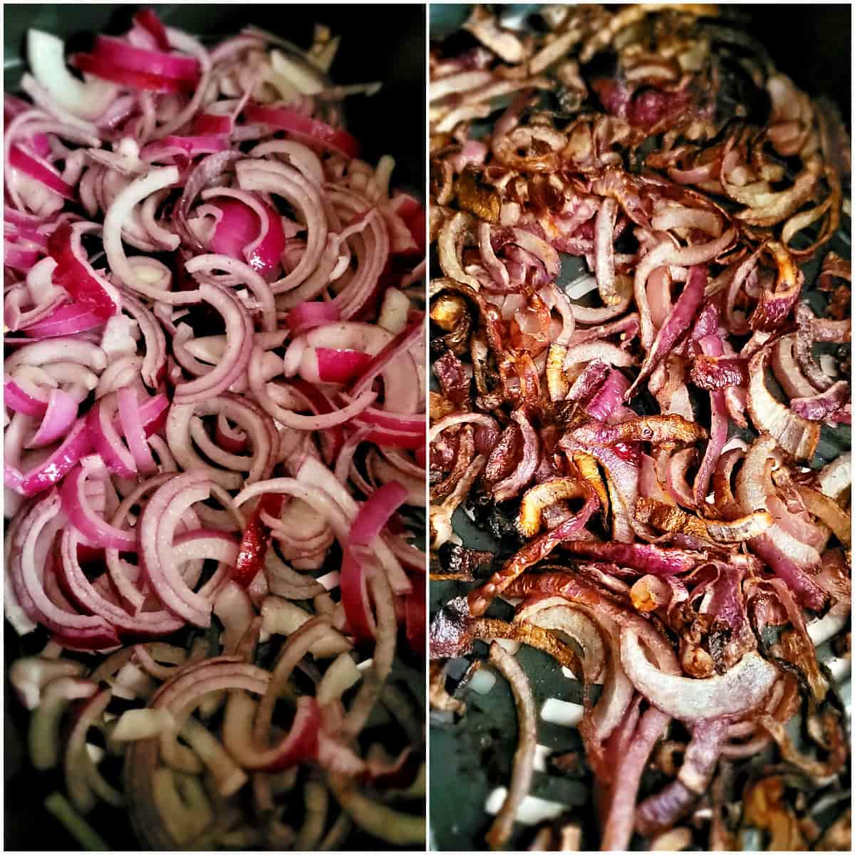 air fried onions: before and after