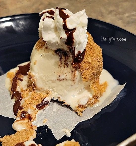 The inside of air-fried ice cream