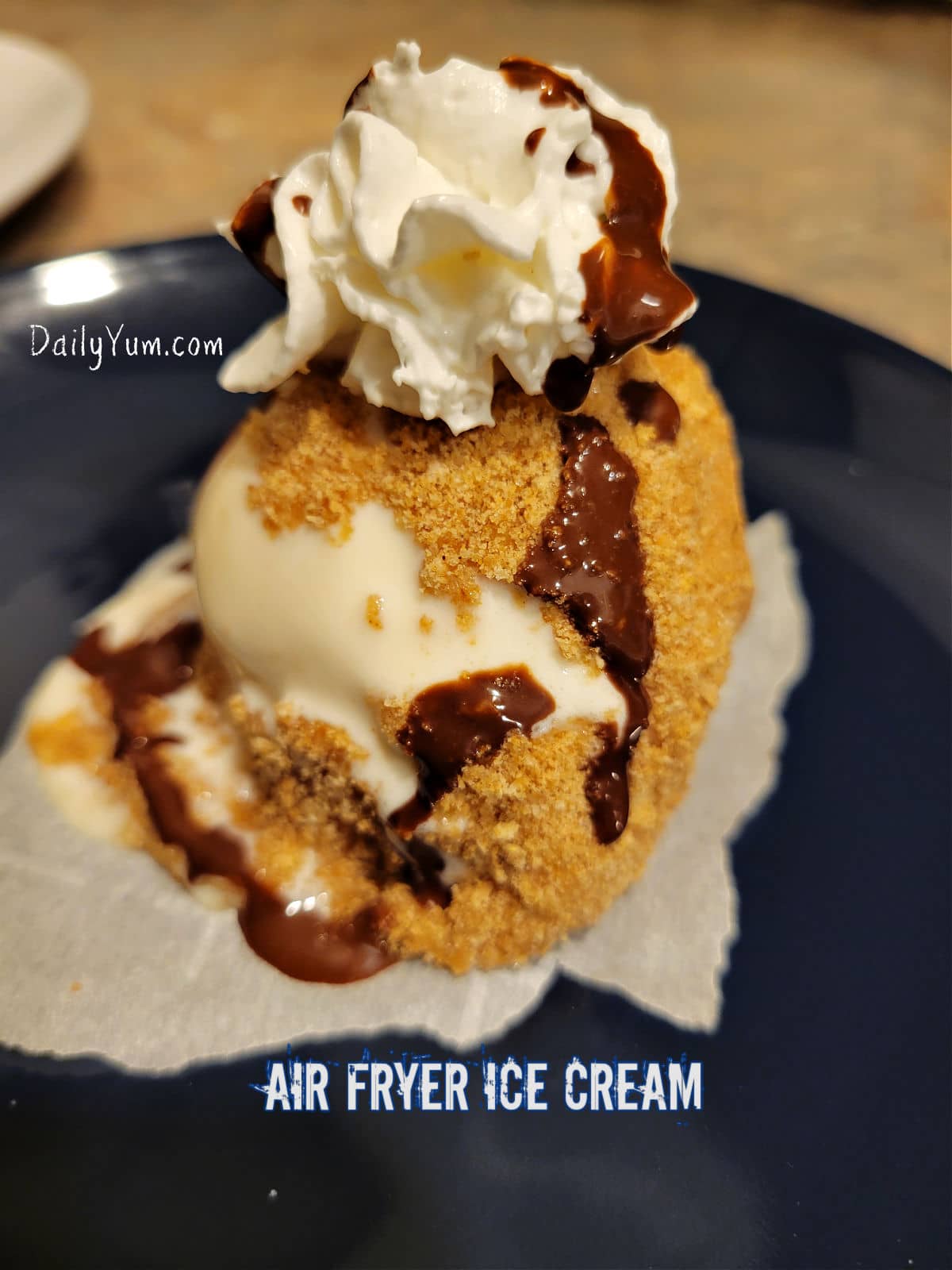 air-fried ice cream balls covered with cinnamon toast crunch cereal