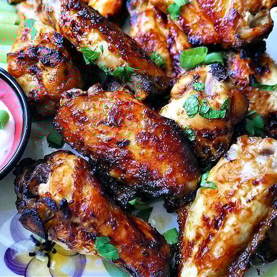 crispy chicken wings with golden char