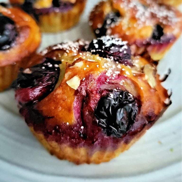 banana muffin with large blueberries