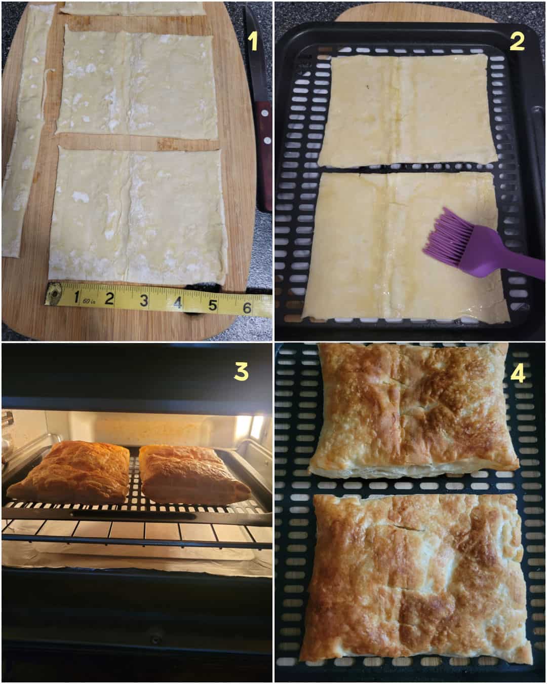 cut even rectangles out of puff pastry