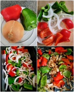 sliced onions and peppers