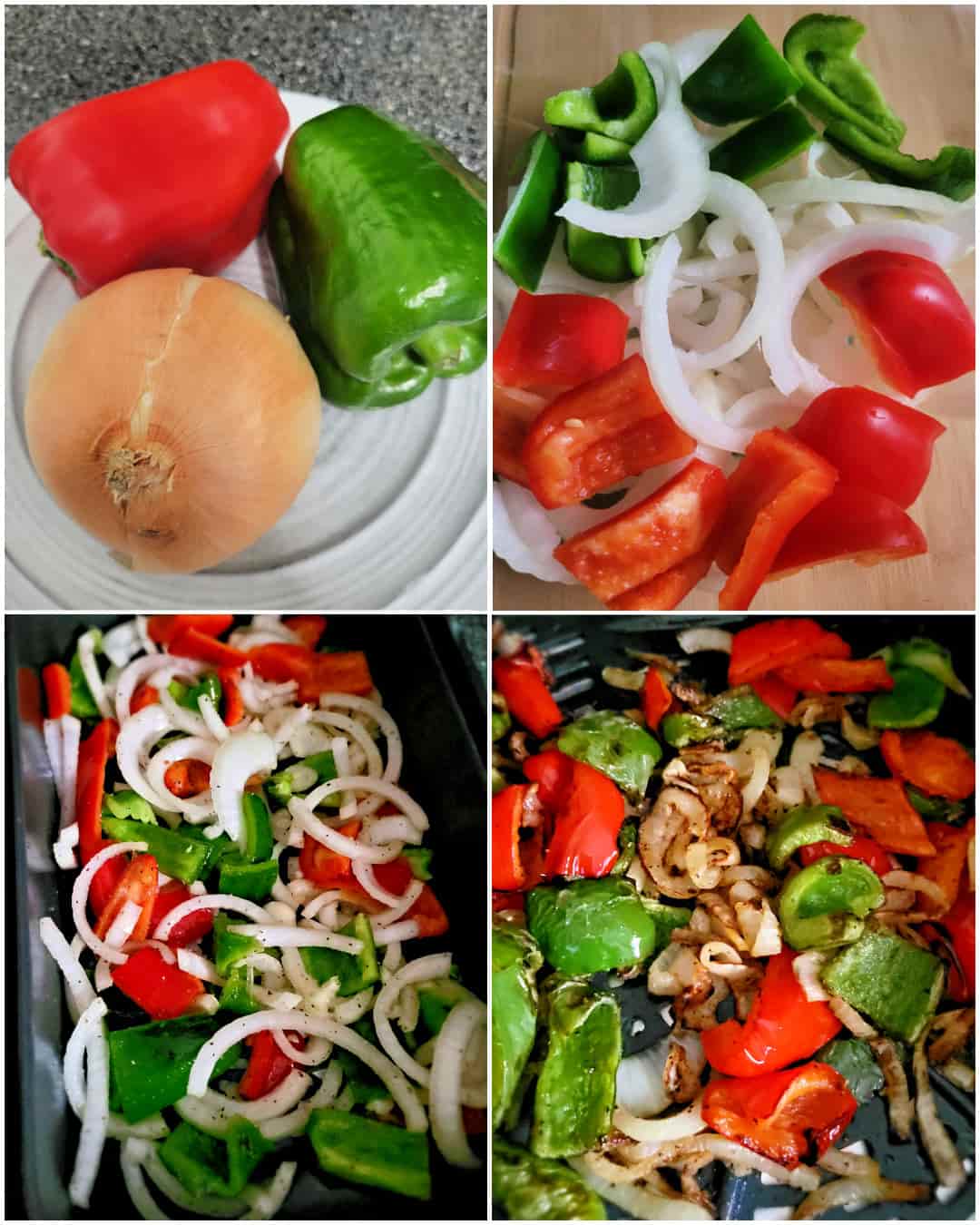 sliced onions and peppers