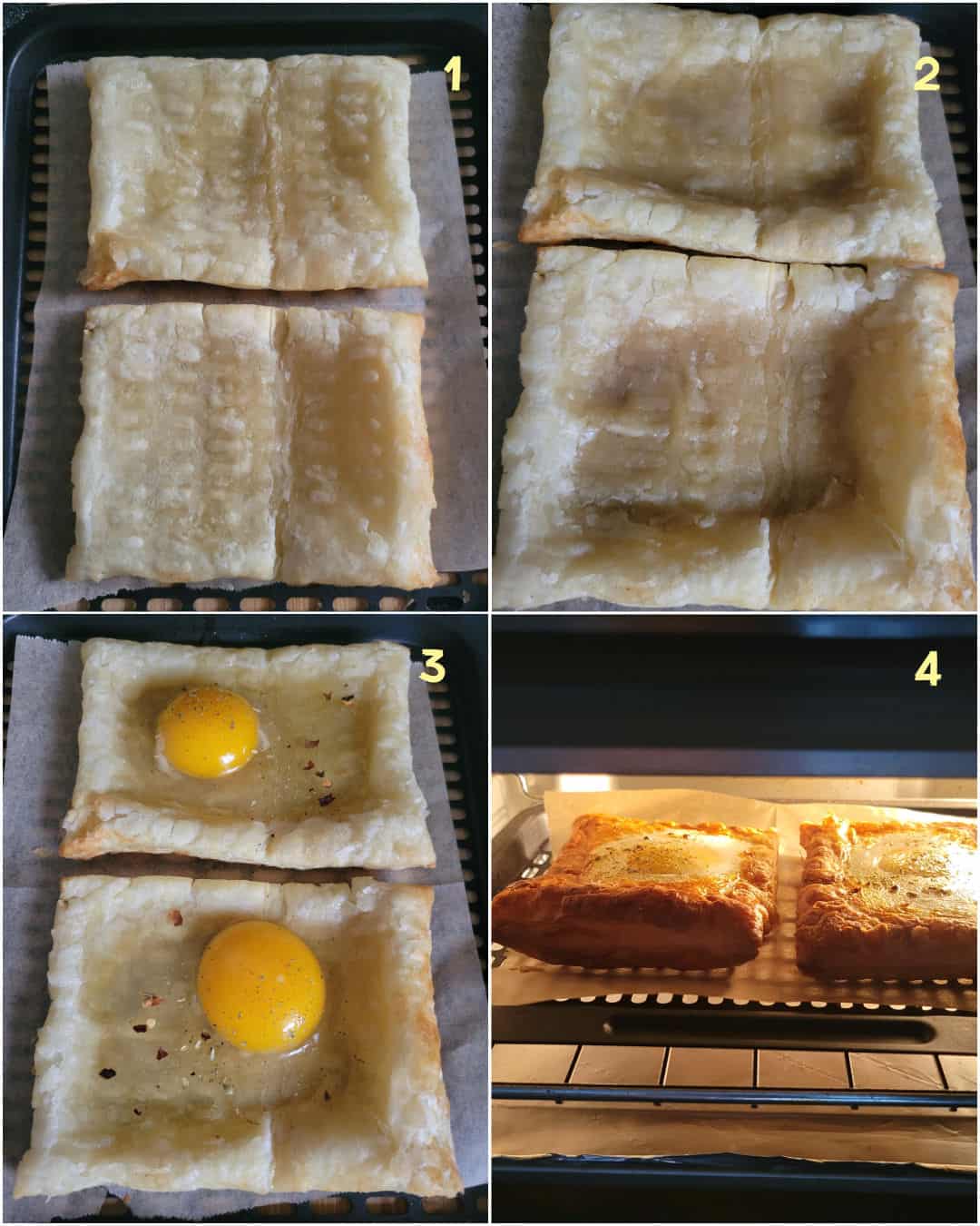 place egg inside of puff pastry