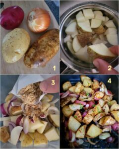 slice onion potatoes into 1-inch cube for roasting