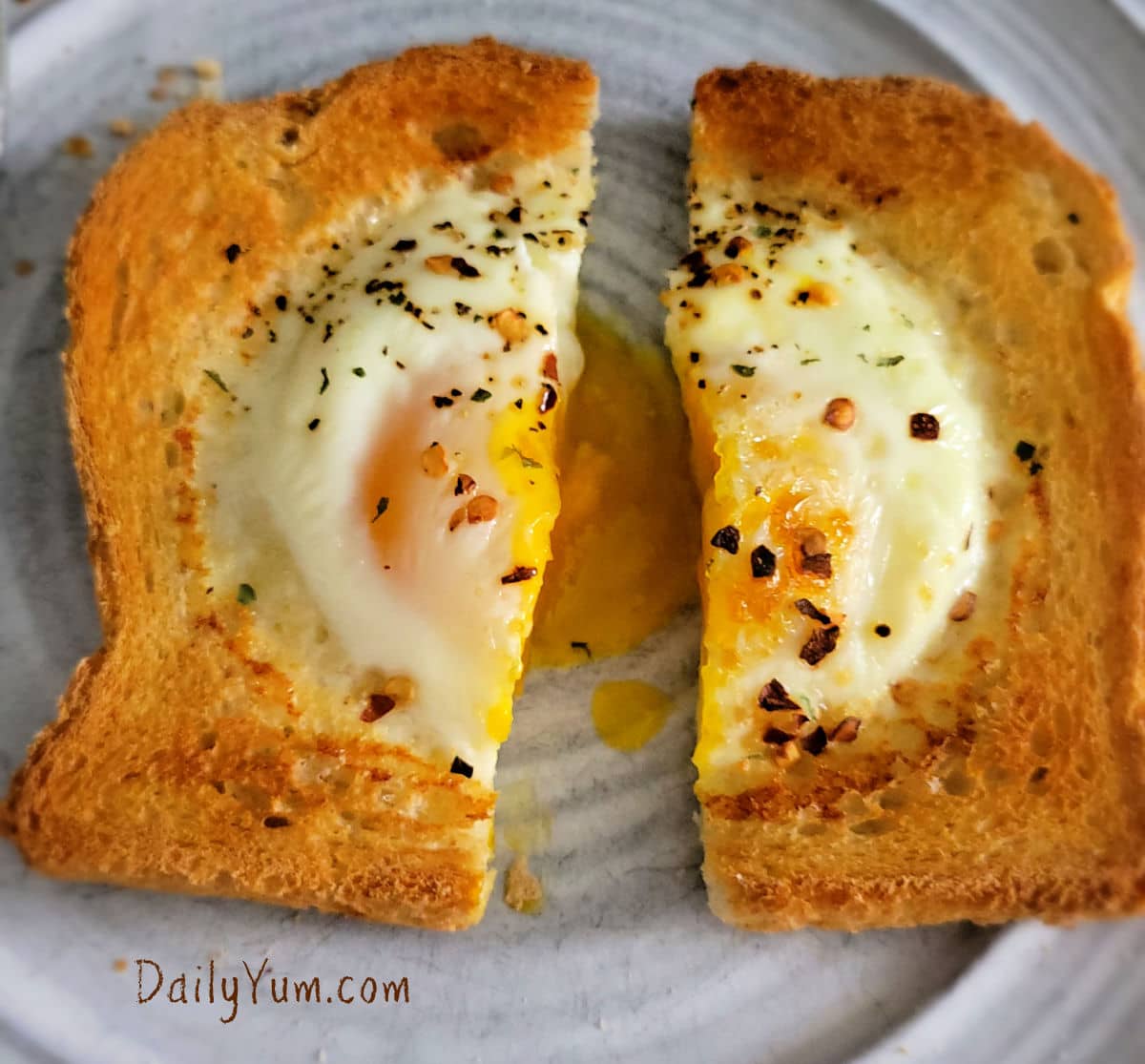 runny yolk in an egg toast