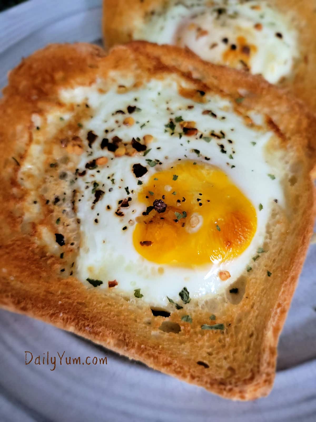runny egg on a crispy toast