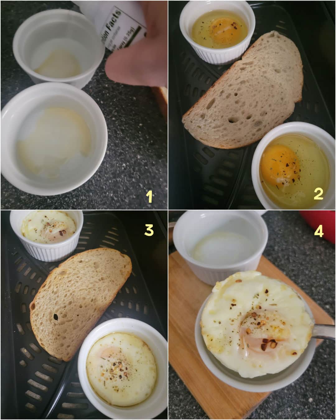 steps to make fried eggs in ramekins