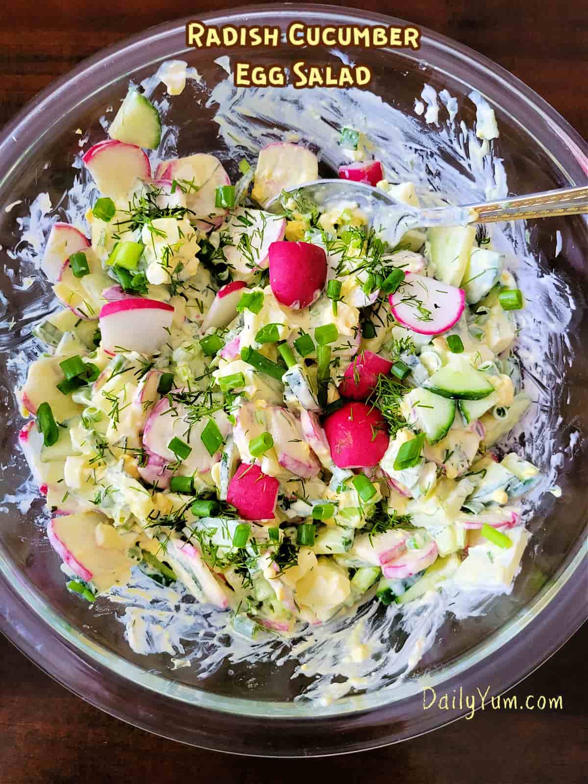 creamy salad in a glass bowl
