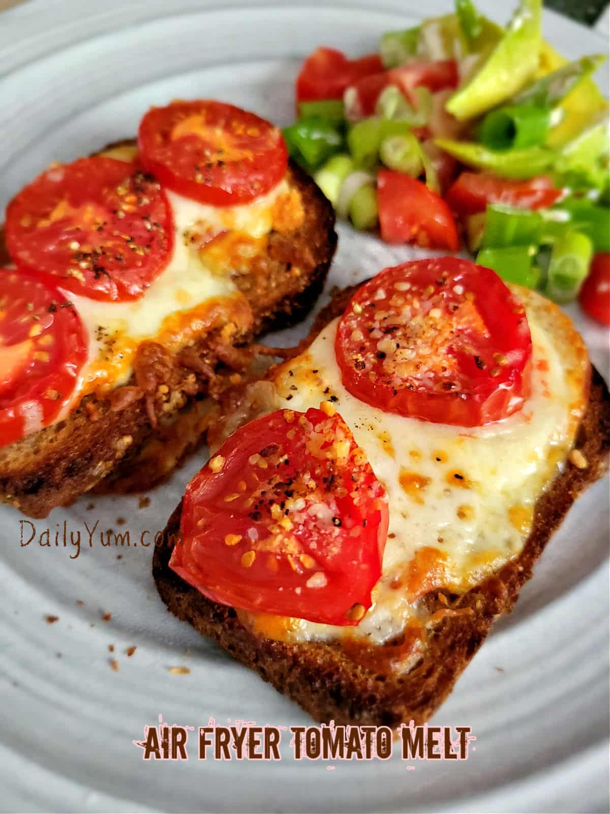 grilled tomatoes on toasted bread