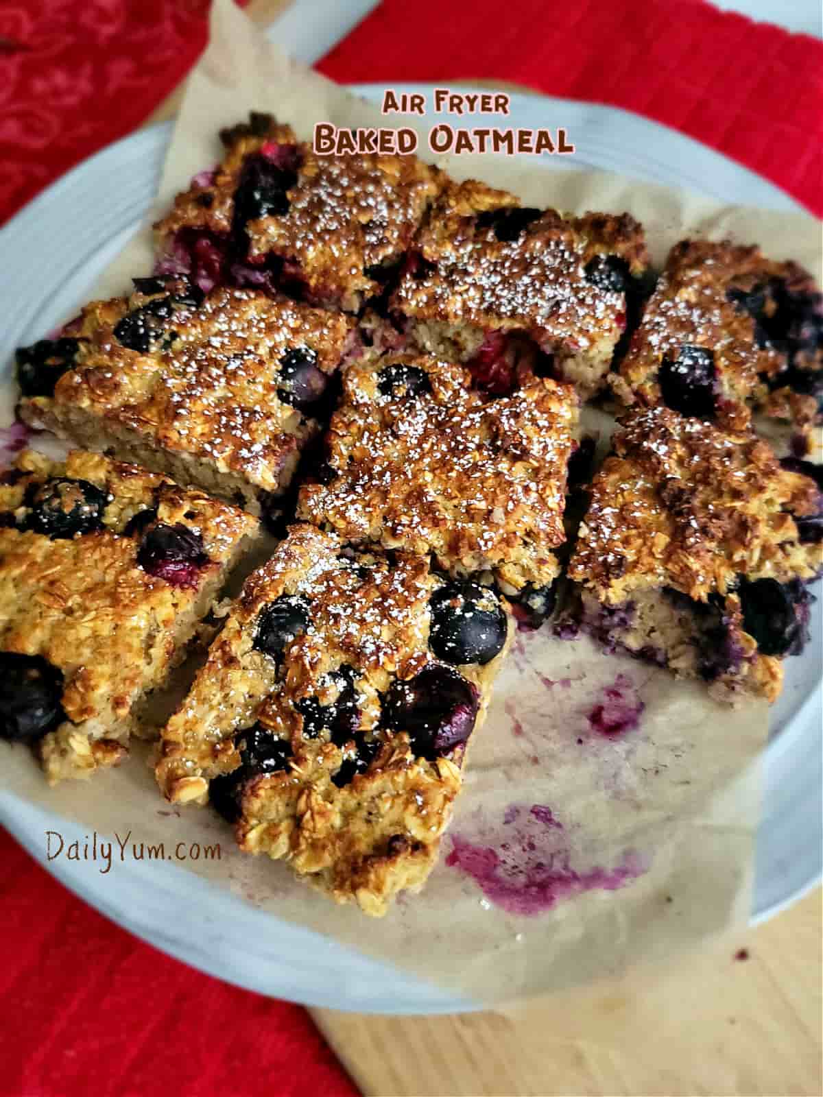 crispy baked oatmeal with blueberries