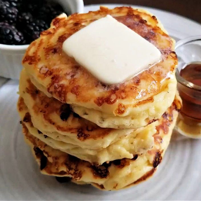 extra fluffy pancakes with melted butter on top