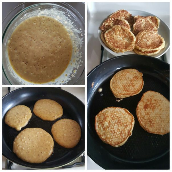 frying cottage cheese pancakes in a skillet
