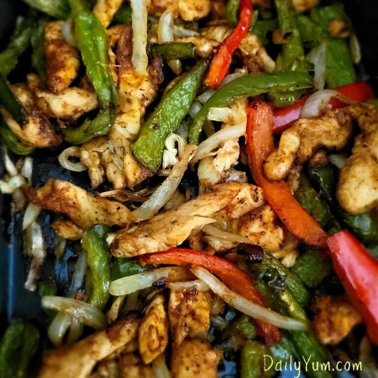 colorful chicken fajitas in air fryer