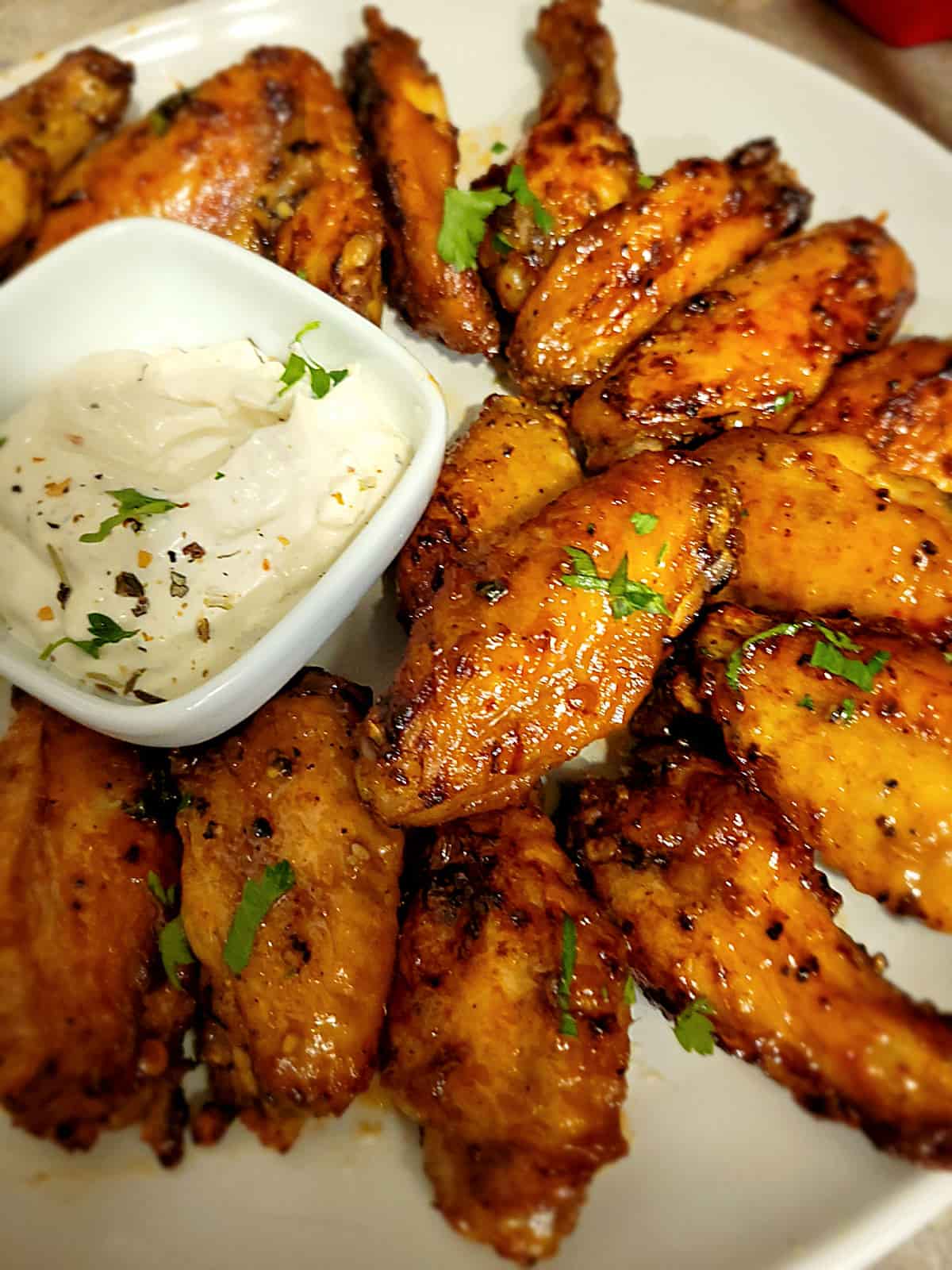 crispy chili wings with blue cheese dip