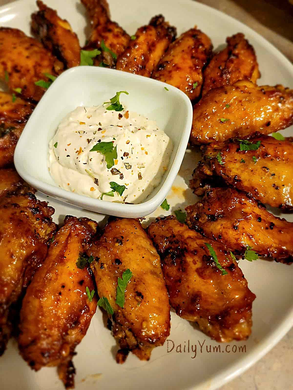 crispy and charred mouthwatering wings