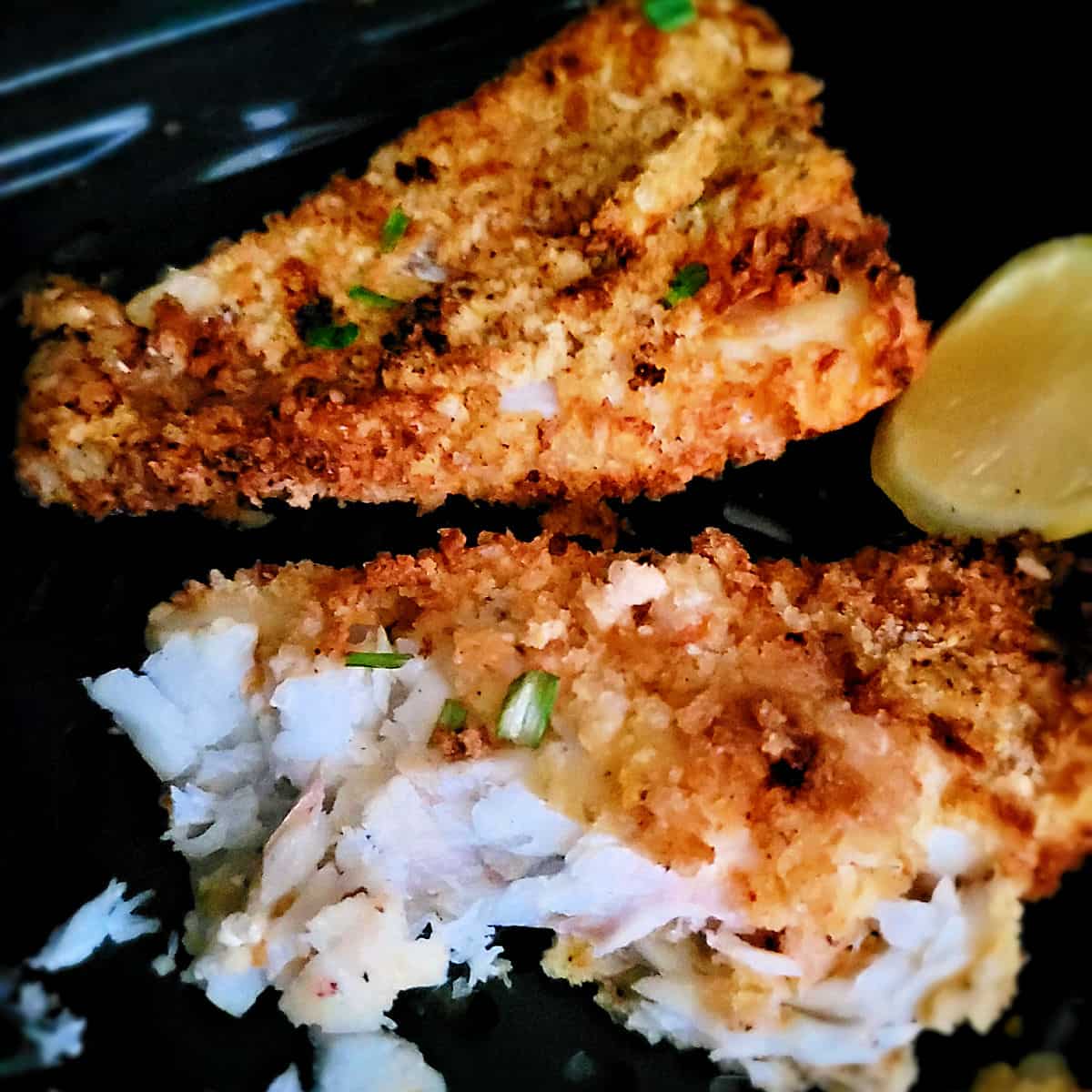 flaky flesh of white fish