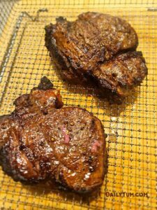 charred on the outside filet mignon steaks in the air fryer