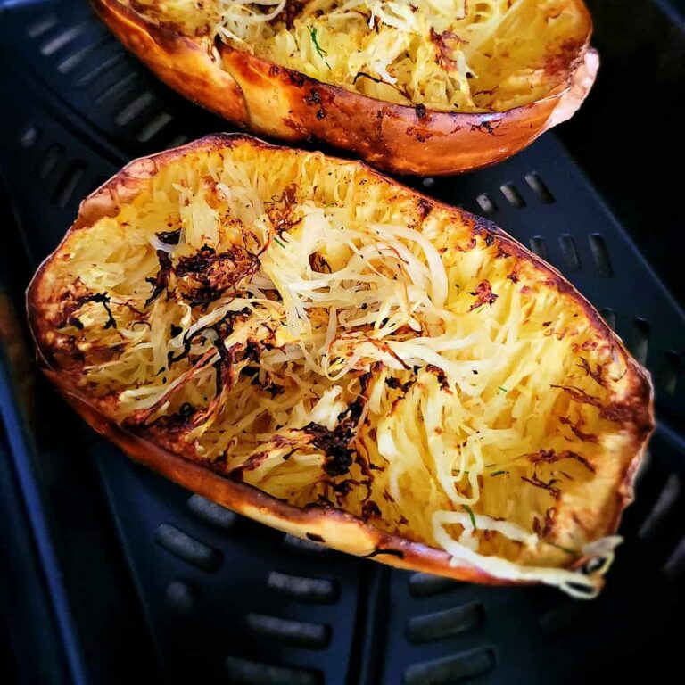 crispy charred air fryer spaghetti squash